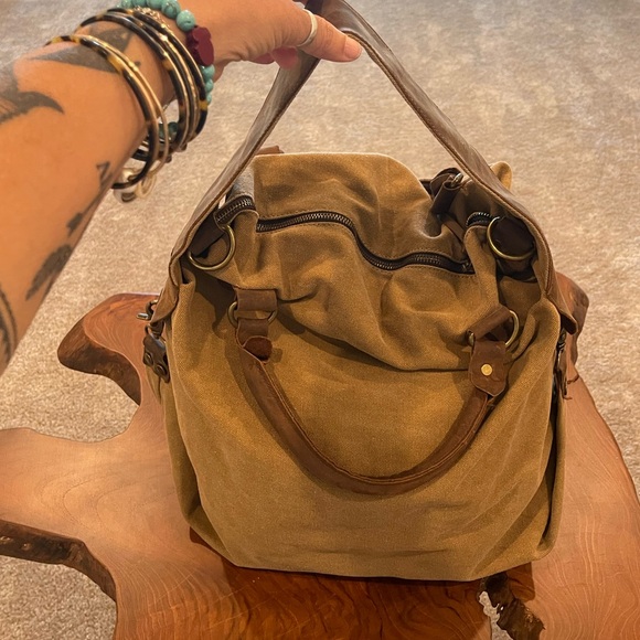 Jesslyn Blake Large Canvas Leather Bag - Picture 4 of 10